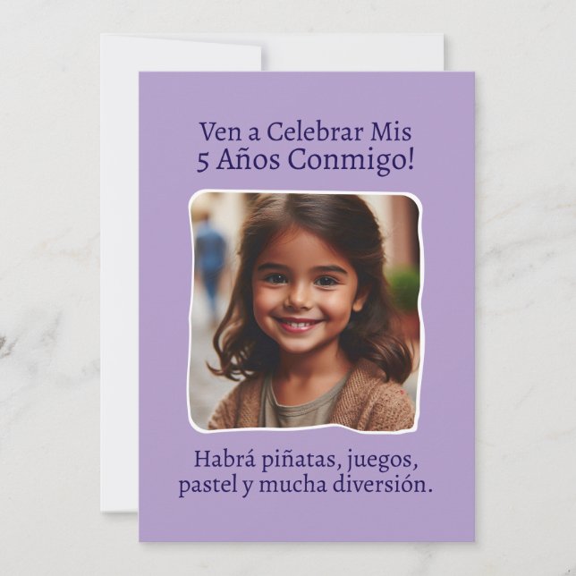 Foto Personalizada Mis 5 Años Cumpleaños Cinco Einladung (Vorderseite)