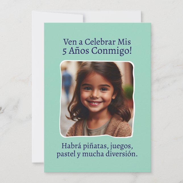 Foto Personalizada Mis 5 Años Cumpleaños Cinco Einladung (Vorderseite)