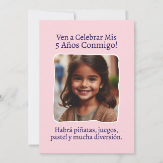Foto Personalizada Mis 5 Años Cumpleaños Cinco Einladung