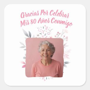 Foto Personalizada Mis 80 Años Quadratischer Aufkleber