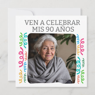 Foto Personalizada Mis 90 Años Fiesta Einladung