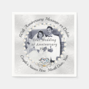Foto Personalize 60 th Diamond Anniversary Napkins Serviette