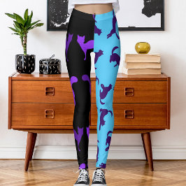 Foto Pet Cat Muster Lila blaue Blase Leggings