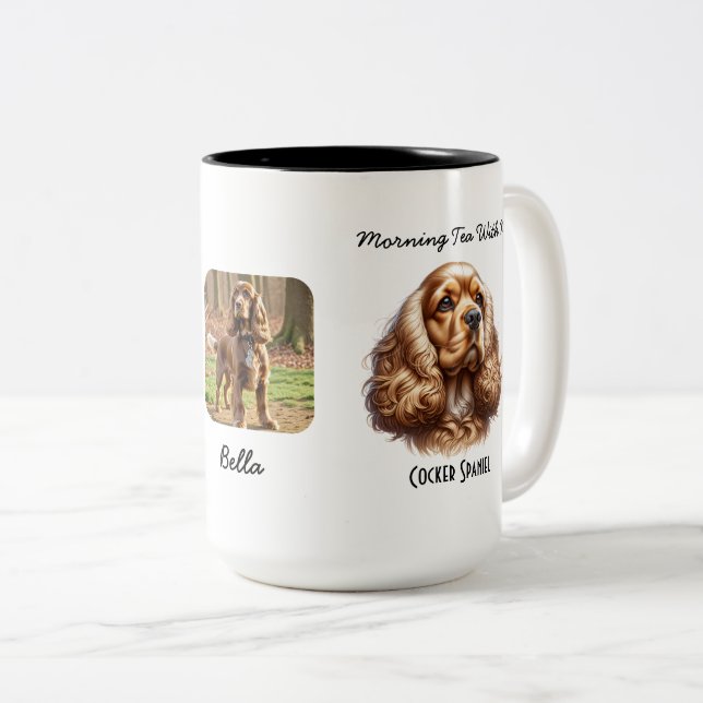 Foto Pet Cocker Spaniel personalisieren Zweifarbige Tasse (VorderseiteRechts)