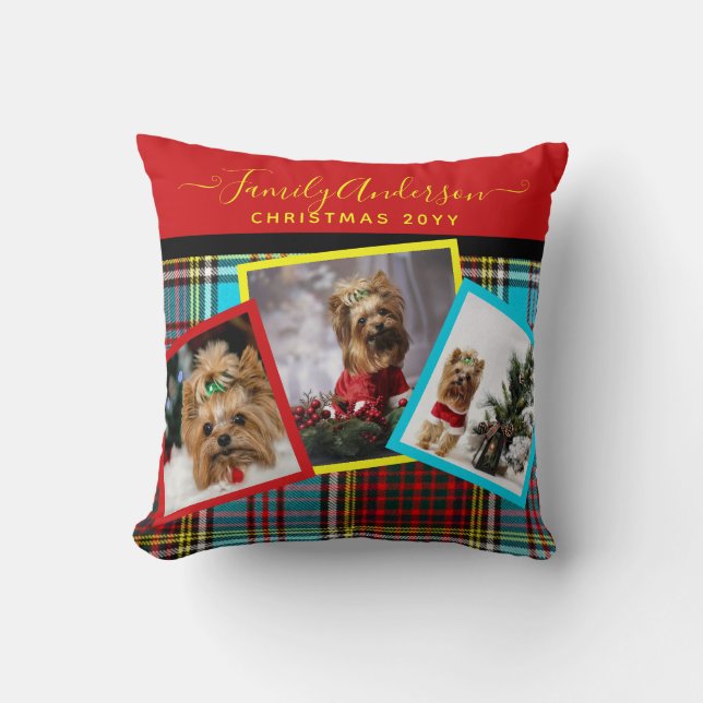 FOTO PILLOW - Anderson Tartan Christmas Red Blue Kissen (Vorderseite)
