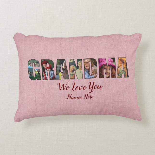 Foto Pillow GRANDMA Wir Liebe Sie, Bilder Namen hi Dekokissen (Vorderseite)