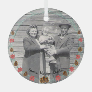 Foto Pinecones, Boote, Poinsettias Ornament Aus Glas