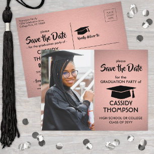 Foto Pink & Black Moderne Abschlussfeier Save the Postkarte