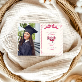 Foto Pink Bow Coquette Nursing School Graduate Ankündigung