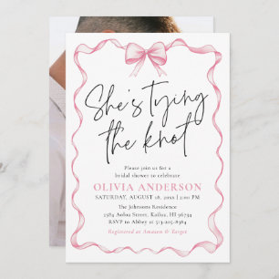 Foto Pink Bow Sie bindet das Brautparty des Knoten Einladung