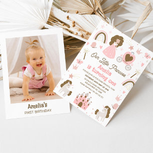 Foto Pink Brown Unsere kleine Prinzessin 1. Geburt Einladung