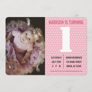 Foto Pink Dot Weibliche Kinder Geburtstag Einladung