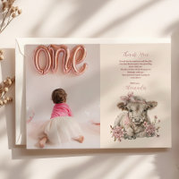 Foto Pink Girl Floral Highland Kuh 1. Geburtstag