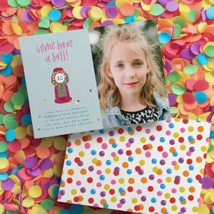 Foto Pink Gumball Maschine Bonbons Kaugummi Party Einladung