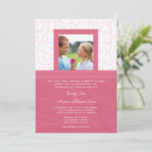 Foto Pink HoneySuckle Wirbel Hochzeitseinladung Einladung
