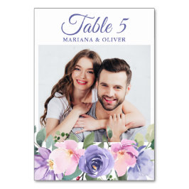 Foto Pink Lavender Floral Wedding Tischnummer