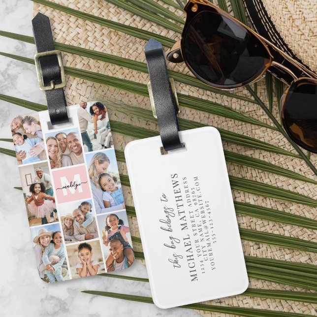 Foto Pink Monogramm Gepäckanhänger (Photo Pink Monogram Luggage Tag)