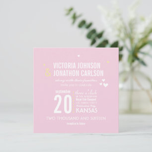 Foto Pink und Gelb Zig Zag Typografie Hochzeit Einladung