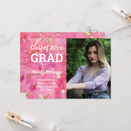 Foto Pink Wasserfarben Abschluss Einladung