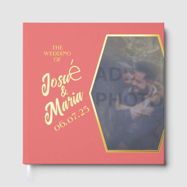 Foto Pink Wedding Foil Gästebuch hinzufügen (Vorderseite)