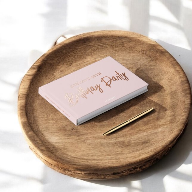 Foto Pinselschrift Elegant Rosa Geburtstag Gästebuch (Von Creator hochgeladen)