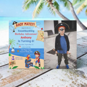 Foto-Piratentorte-Schatzkiste-Geburtstagsfeier Einladung