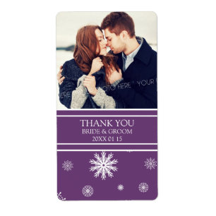 Foto Plum White Snowflakes Winter Wedellabel