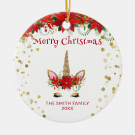 Foto Poinsettia Einhorn mit Weihnachten Keramik Ornament