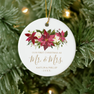 Foto Poinsettia Elegant Neuvermählte Weihnachten Keramik Ornament
