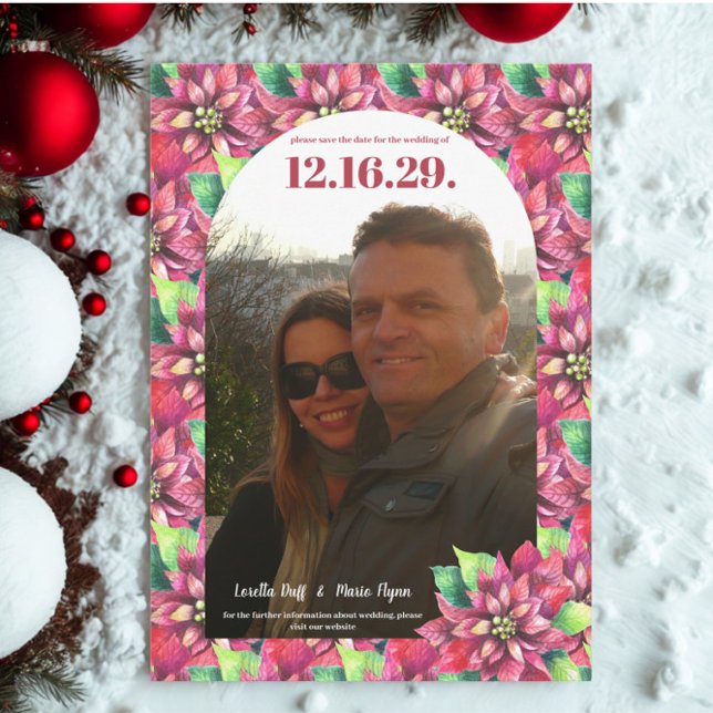Foto Poinsettia WeihnachtsWedding Speichern Sie da Save The Date (Von Creator hochgeladen)
