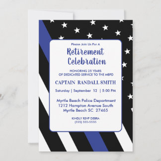 Foto Police Retirement Blue Line Flag Einladung
