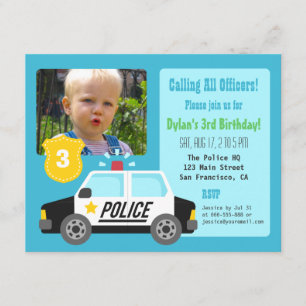 Foto Polizei Auto Kinder Geburtstags Einladung