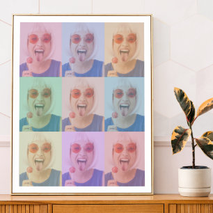 Foto Pop Art Moderne Trendige Retro-Farbenblöcke Poster