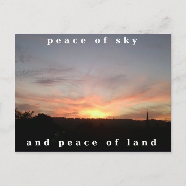 Foto Postcard 17 Sunset Burst Peace Wording Postkarte (Vorderseite)