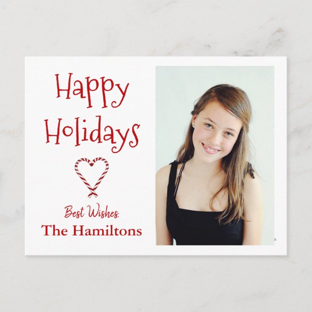 Foto Postkarte mit grünem Candy Cane Herz (Vorderseite)