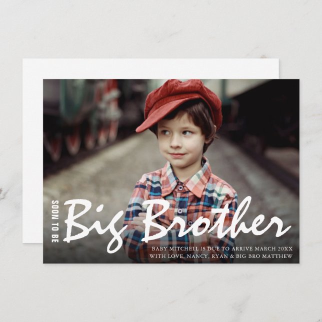 Foto Pregnancy Große Bruder Moderne Ankündigung (Vorne/Hinten)