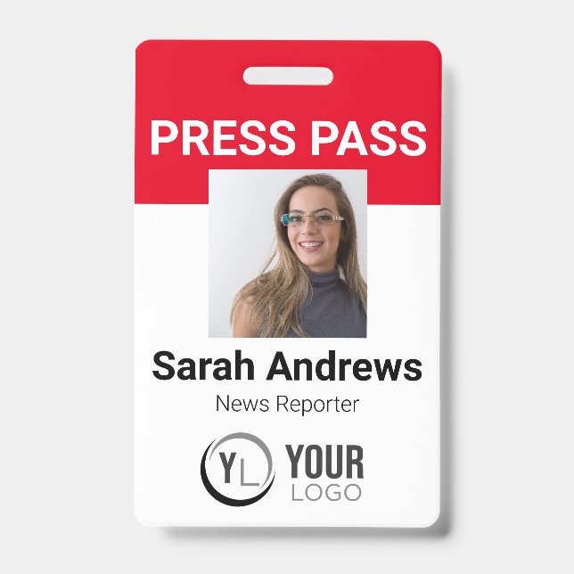 Foto Press Pass ID Abzeichen Ausweis (Vorderseite)