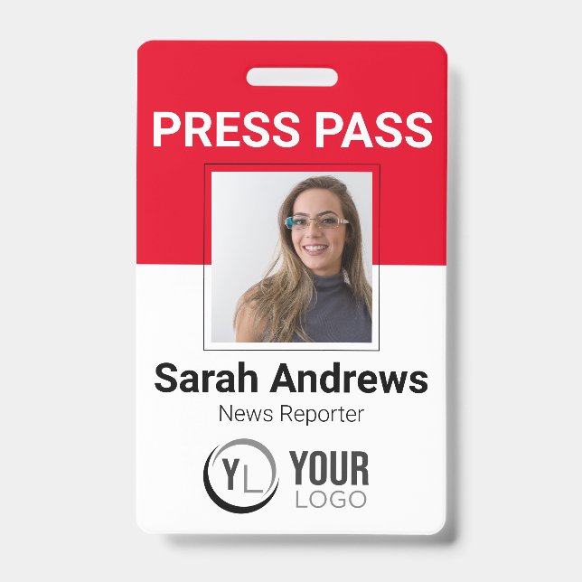 Foto Press Pass ID Abzeichen Ausweis (Vorderseite)