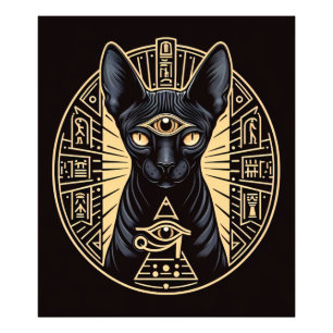 Foto Print Sphynx Cat Gold Evil Eye Art Ägypten