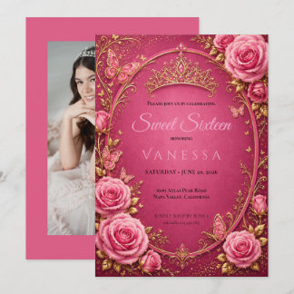 Foto Prinzessin Schmetterlinge Sweet 16 Einladung