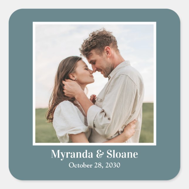 Foto Probe Abendessen Aquamarin Quadratischer Aufkleber (Vorderseite)