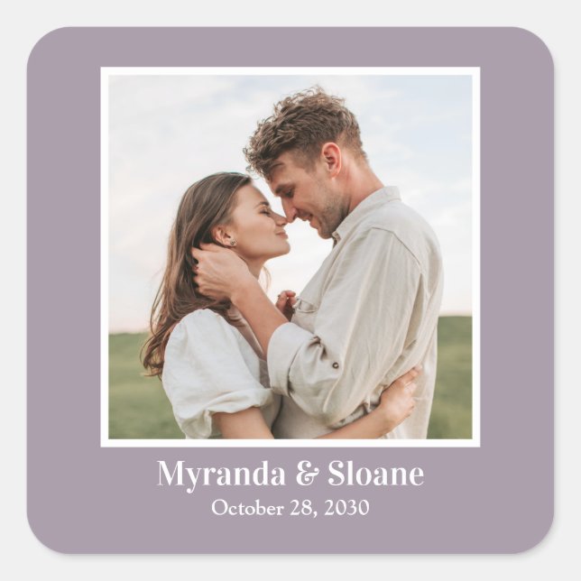 Foto Probe Abendessen Lila Quadratischer Aufkleber (Vorderseite)