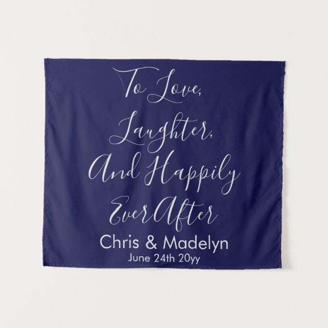 Foto-Prop für Navy & Silver Wedding Backdrop Wandteppich (Vorderseite (Horizontal))