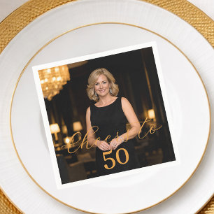 Foto Prost elegante Schrift gold Geburtstags-Lunch Serviette