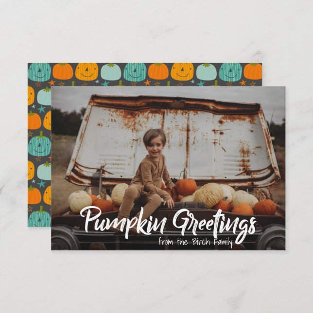Foto "Pumpkin Greetings" Ferienkarte (Vorne/Hinten)