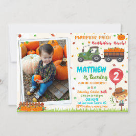 Foto Pumpkin Patch Geburtstagseinladung Herbst Par Einladung