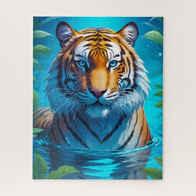 Foto-Puzzles mit leuchtenden Tiger-Profilen Puzzle (Vertikal)