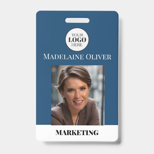 Foto QR Code Blue Logo Abzeichen für Mitarbeiter-I Ausweis (Vorderseite)