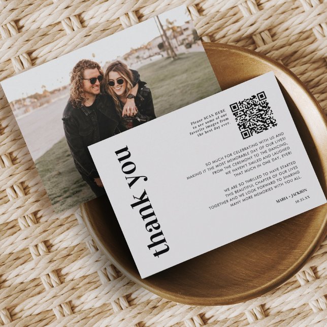 Foto QR Code Bold Wedding Dankeschön Karte (Von Creator hochgeladen)