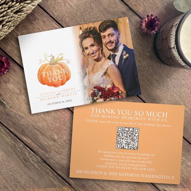 Foto QR-Code der Pumpkin-Hochzeit im Herbst Dankeskarte (Von Creator hochgeladen)
